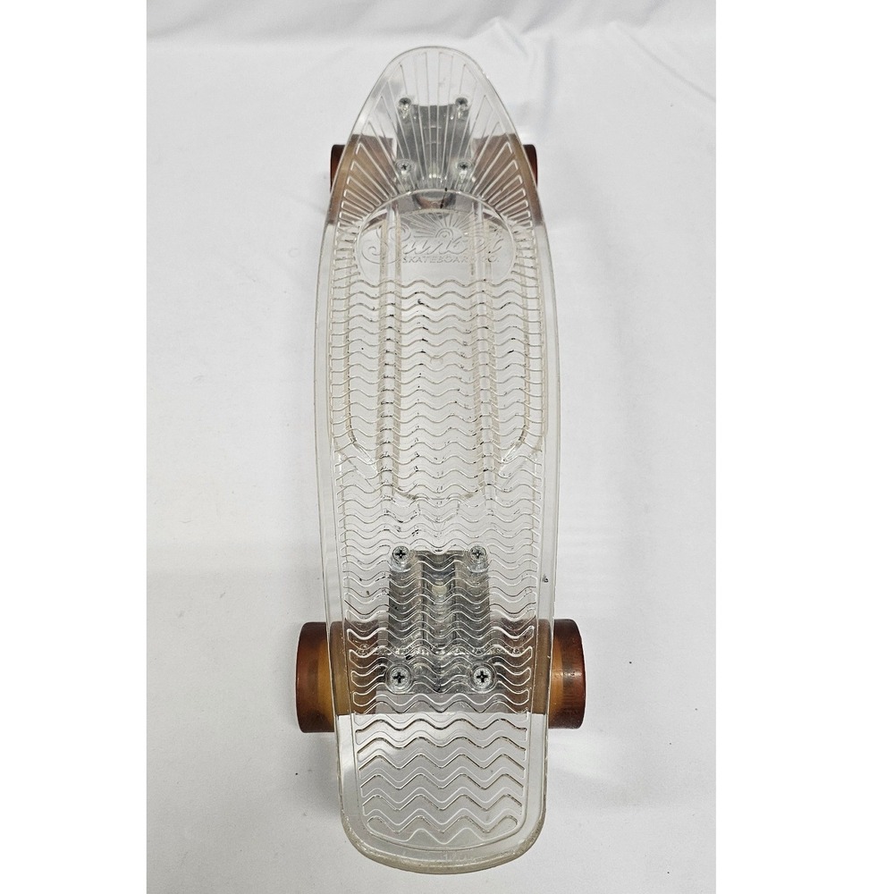 Sunset Skateboard Co Clear Polycarbonate Cruiser Skateboard 22 Inch Amber Wheels